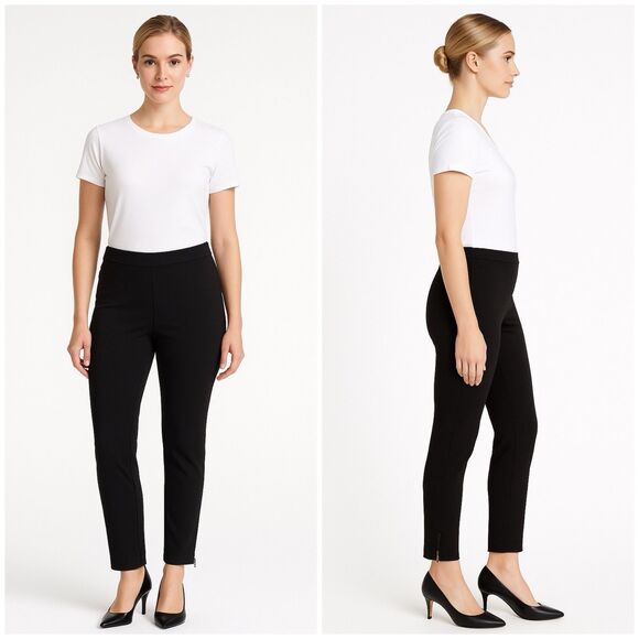 Talbots Pants Women's 1X Black Ankle Ponte Pull On Side Zip - Picture 1 of 15